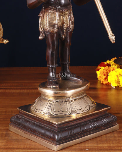 Pure Brass Standing Lord Hanuman Statue – Black Edition, 14.5 Inch