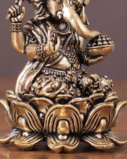 Pure Brass Lord Ganesha Idol Unique 3"