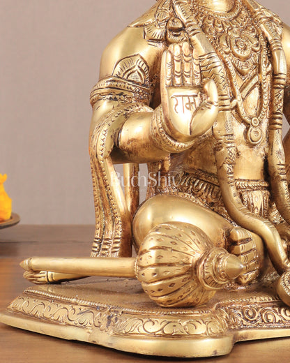 Lord Hanuman Brass Idol 9.5" blessing hand