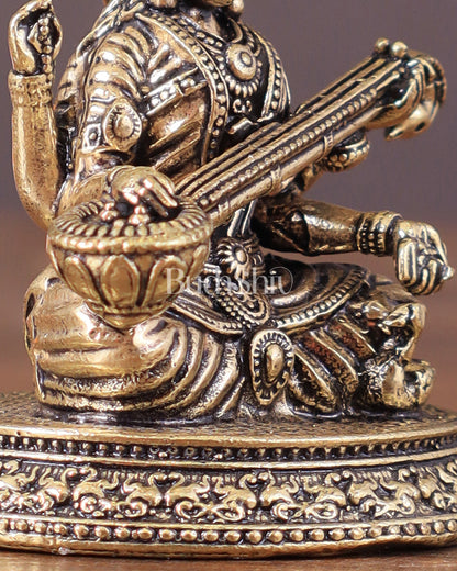 Pure Brass superfine Saraswati Idol 3"