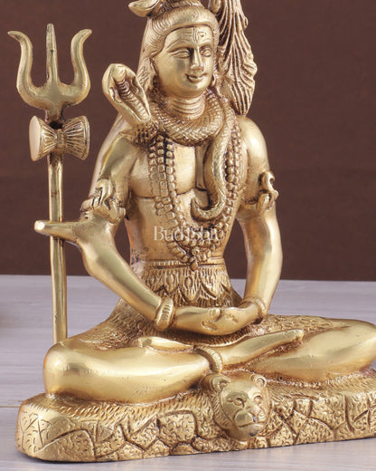 Brass Lord Shiva in Meditation Statue 8"