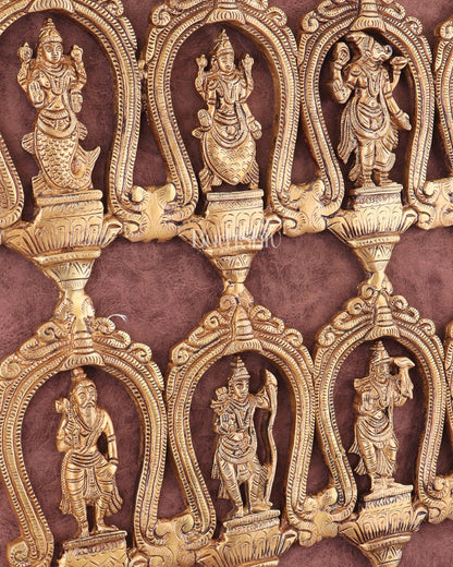 Exquisite Pure Brass Vishnu Dashavatar Wall Hanging 18"