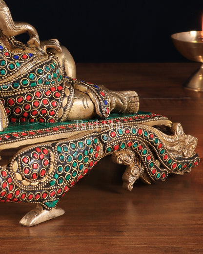 Handcrafted Brass Ganesha Statue on Peacock Throne statue