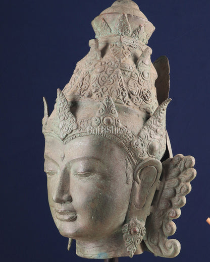 Large Lord Vishnu Face – Indonesian Bronze Handcrafted Sculpture