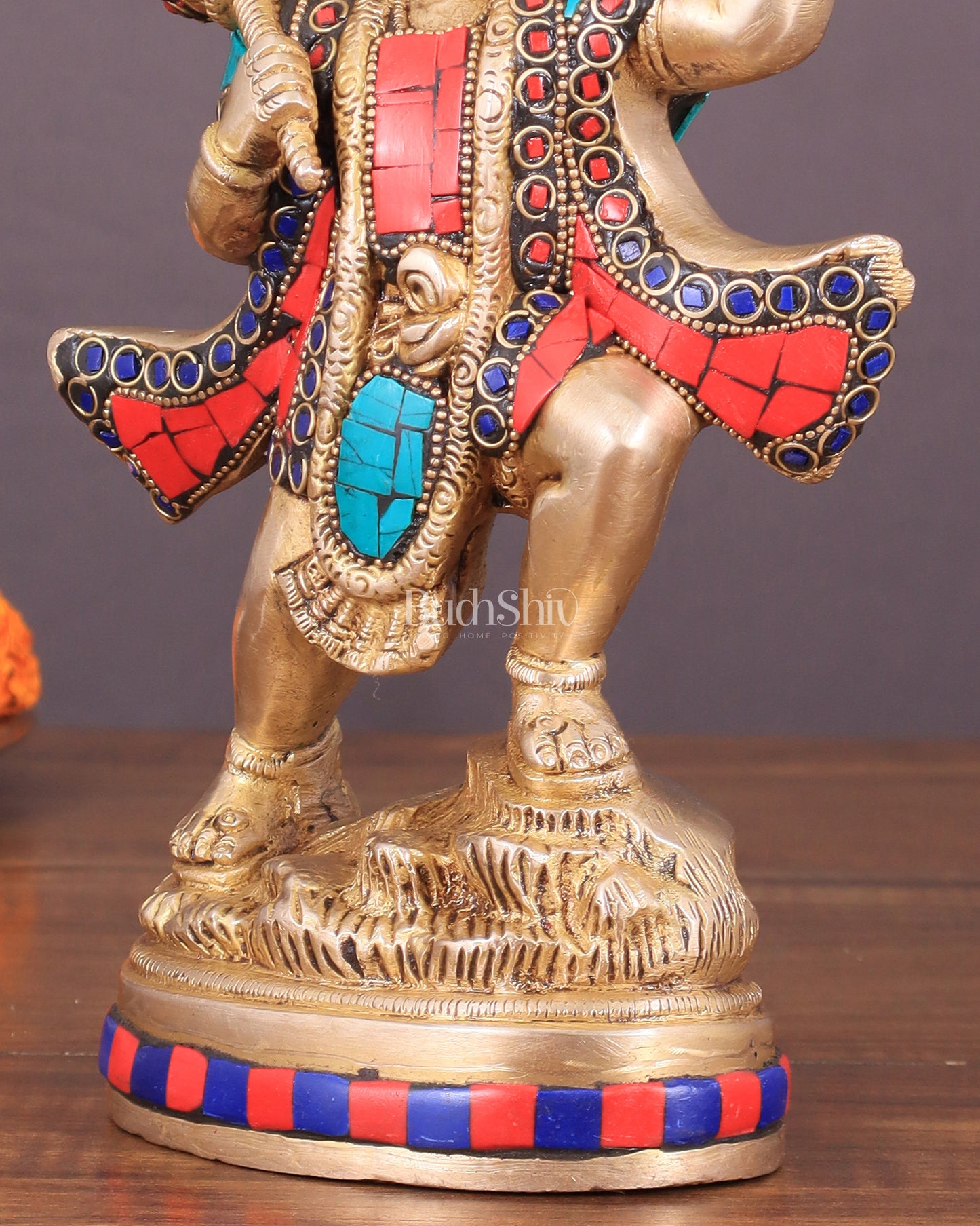 Exquisite 10-Inch Superfine Brass Idol of Lord Hanuman with Sanjeevani Mountain