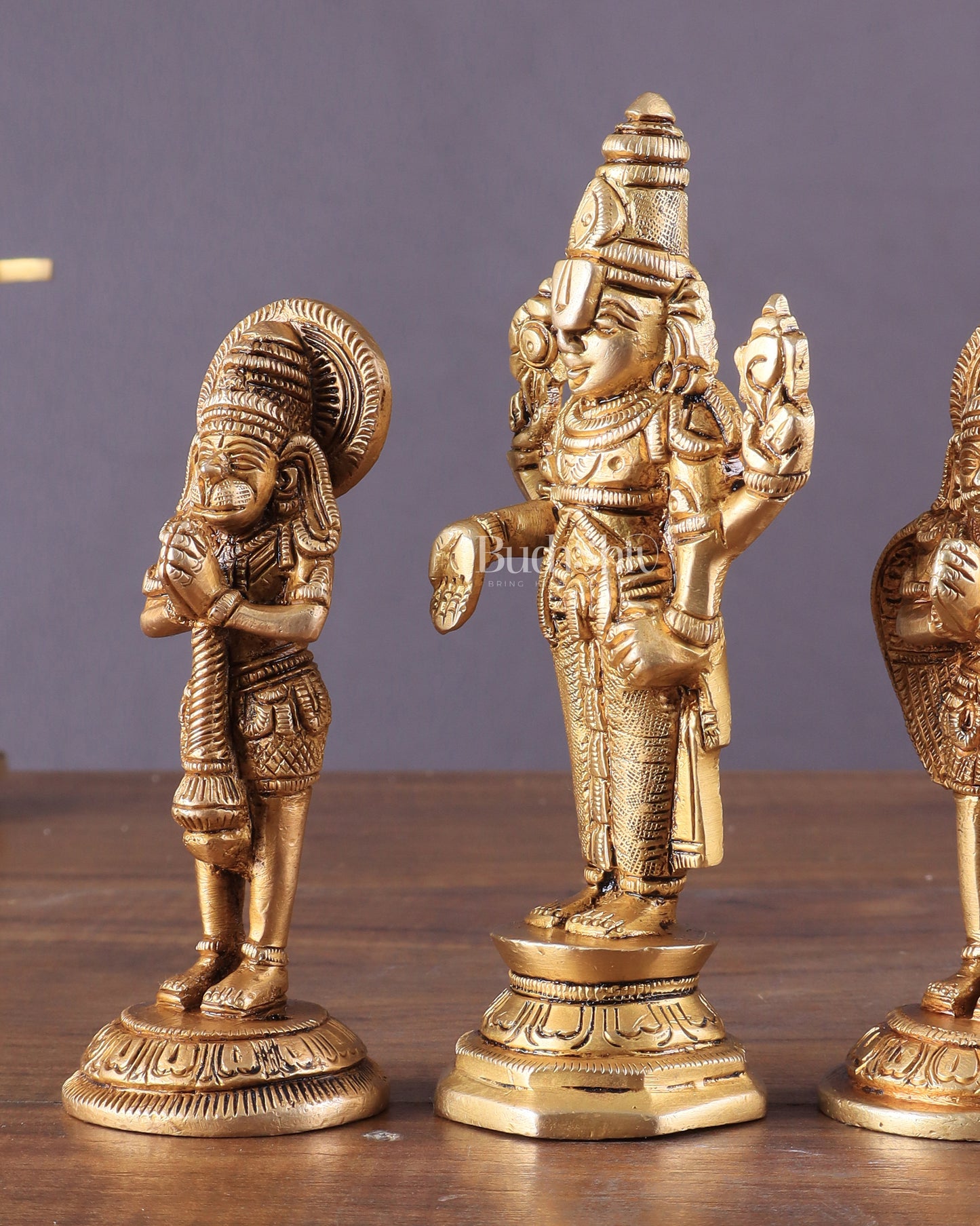 Brass Tirupati Balaji, Garuda, and Hanuman Trio – Divine Idols Set 5.5"