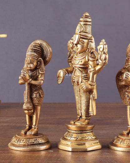 Brass Tirupati Balaji, Garuda, and Hanuman Trio – Divine Idols Set 5.5"