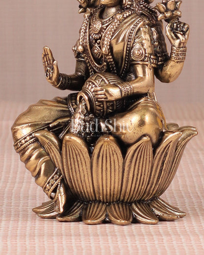 Brass Superfine Lakshmi Idol - 4 Inch lotus base