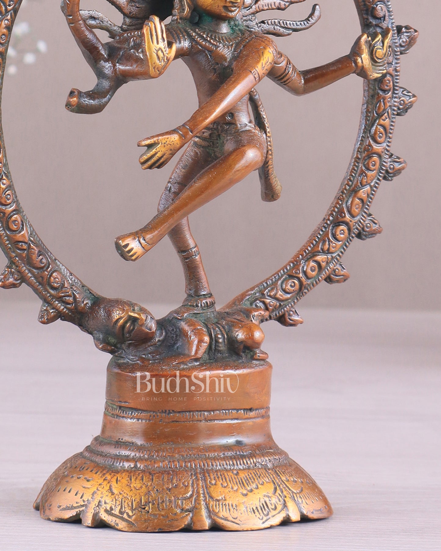 Brass Superfine Nataraja Idol - 7.5 Inch light orange green tone