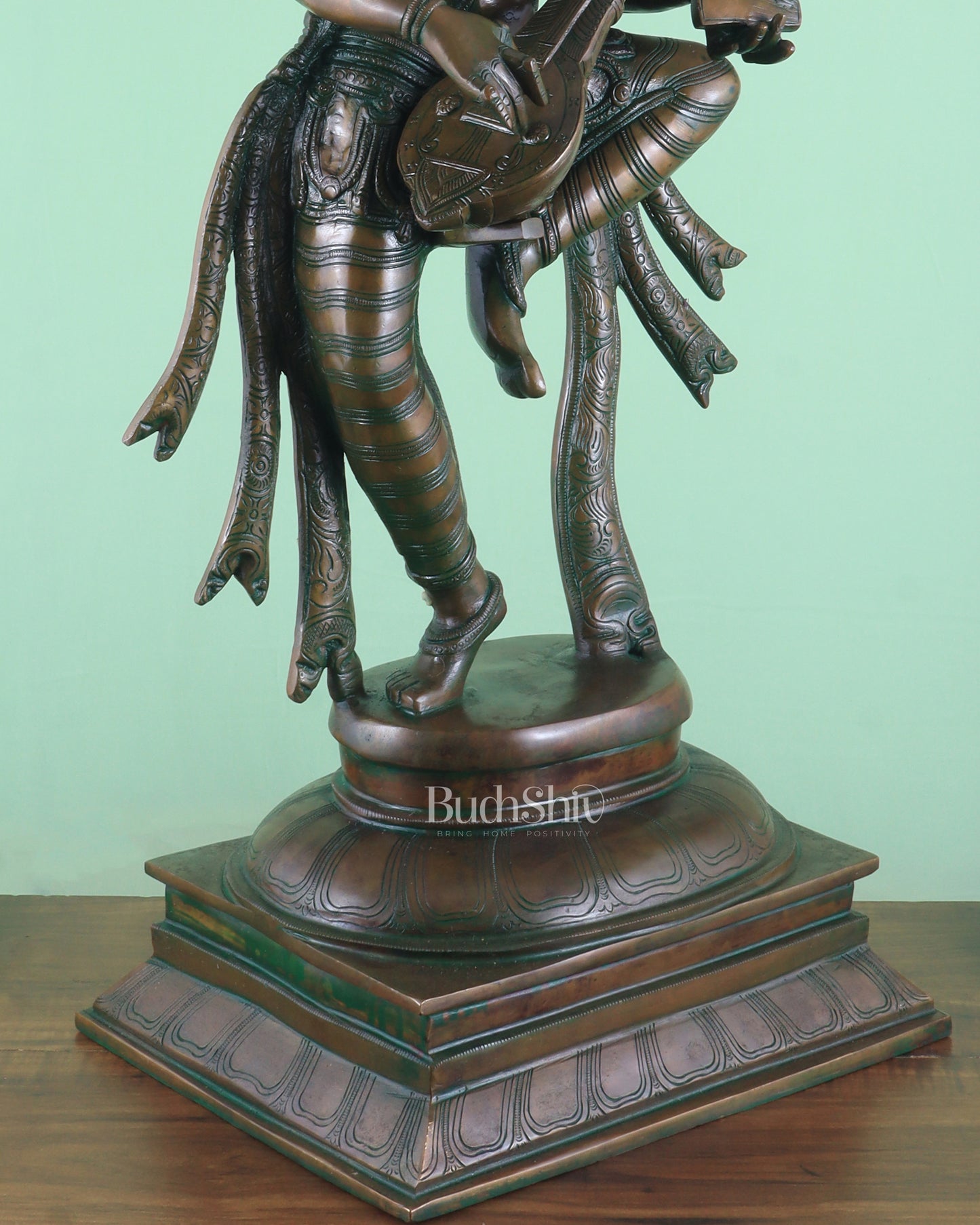 Brass Dancing Saraswati Idol 32" added copper