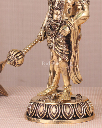 Intricate Standing Hanuman Ji Brass Sculpture - 10.5"