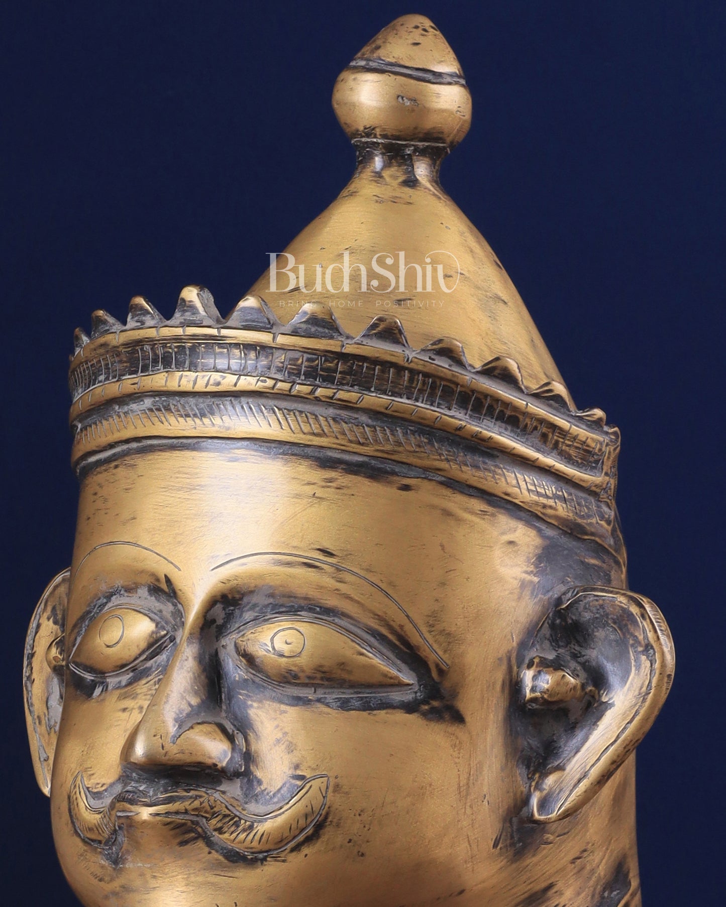 Brass Vintage Shiva Face Mukhalingam Sculpture 13.5"