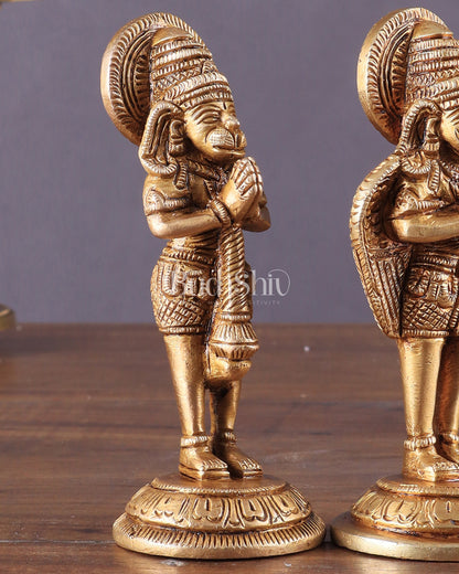 Brass Garuda and Hanuman Pair – Divine Statues 4"