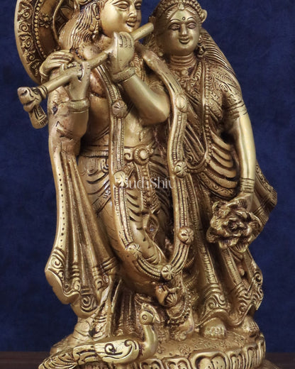 Brass Superfine Radha Krishna together idol - 12 inches