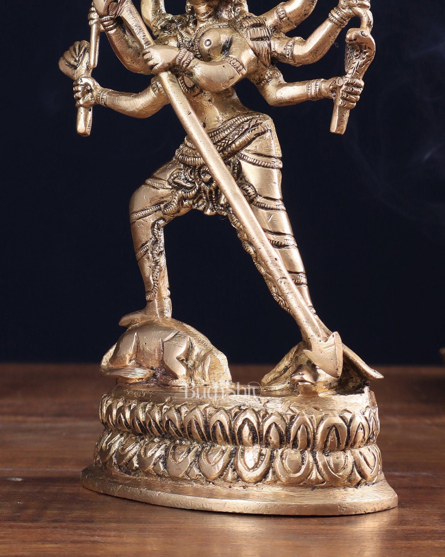 Pure Brass Mahishasur Mardini Durga Idol 8"