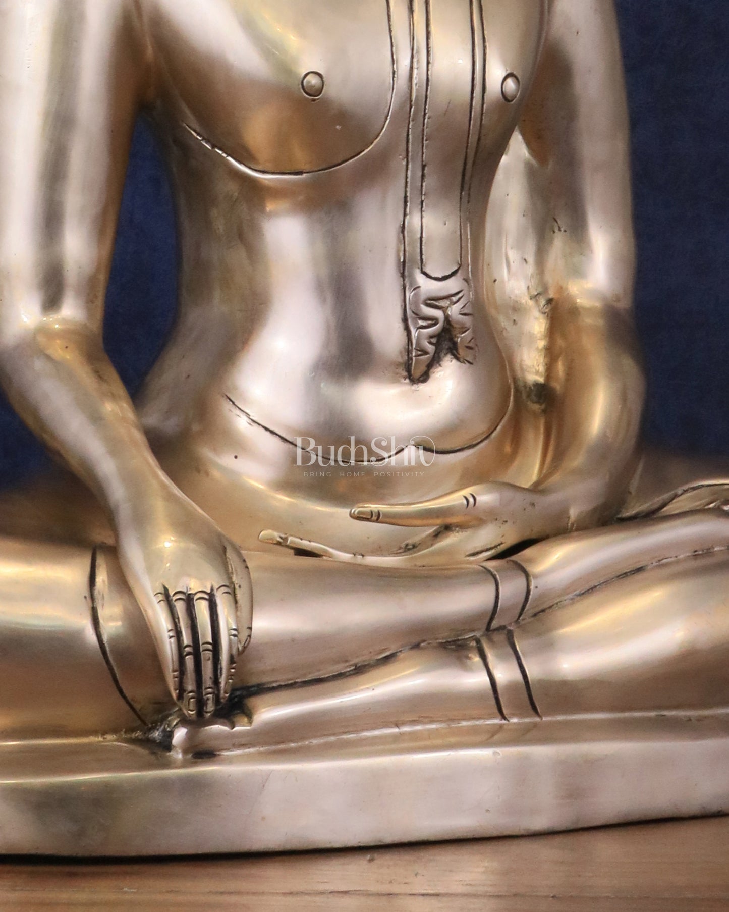 Pure Brass Large Buddha in Bhoomisparsha Nirvana Mudra - 23