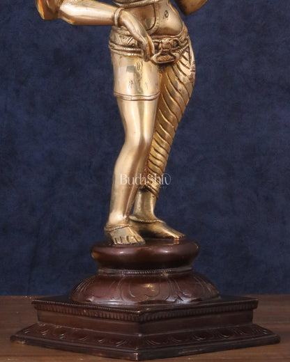 Pure Brass Ardhanarishwara Shiv Parvati Sculpture - 15.2 inch