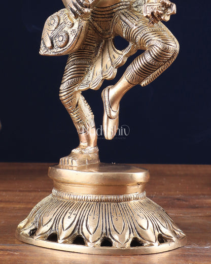 Pure Brass Dancing Saraswati Idol 11"