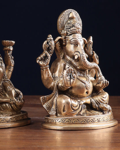 Pure Brass Ganesha Lakshmi idols Set 6"