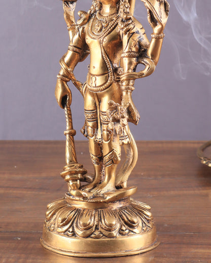 Pure Brass Resting Ganesha Statue 12"