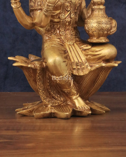 Pure Brass Goddess Dhan Lakshmi Idol - 12"