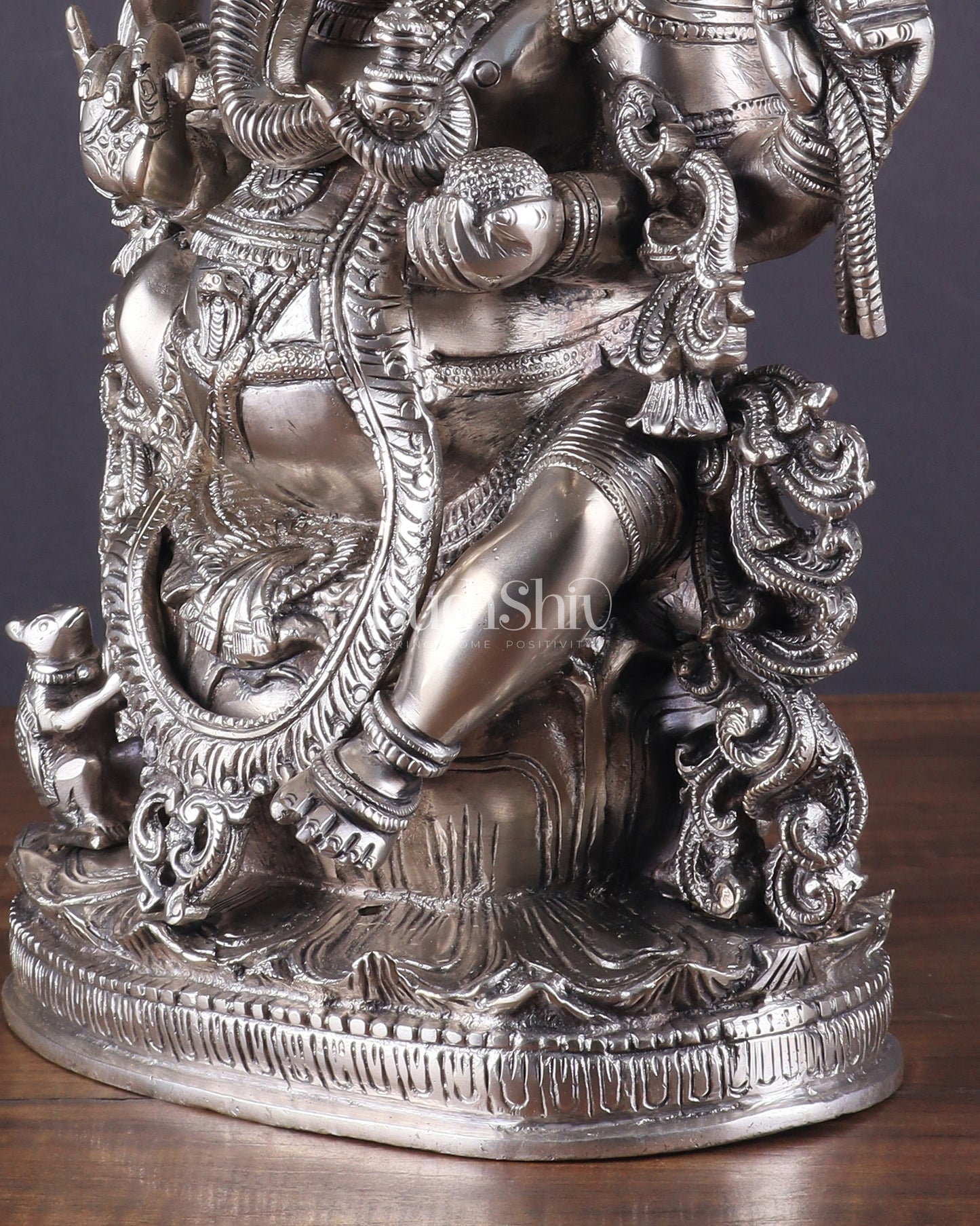 Pure Superfine Brass Lord Ganesha Unique Statue 14 inch silver plated