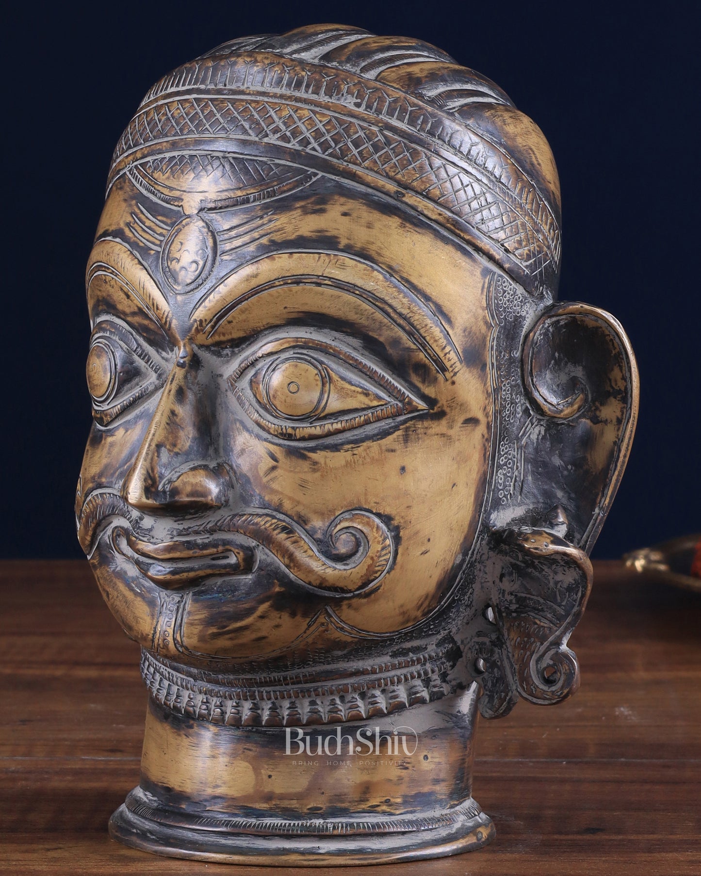 Vintage Brass Shiva head mahakaal statue mukhalingam 7.5"