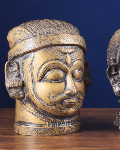 Pure Brass Shiva and Parvati/Gauri Face Sculptures