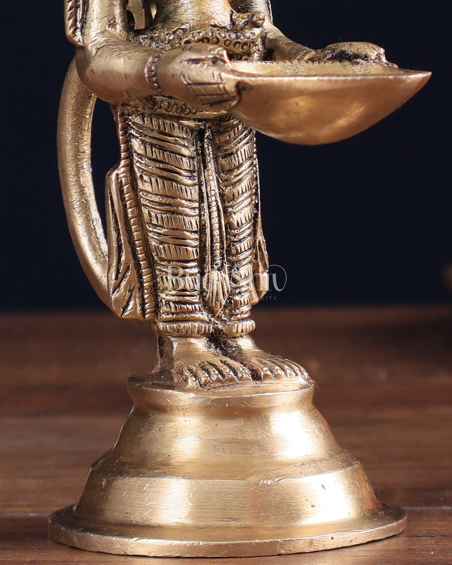 Brass Ganesha Holding Single Diya Statue 5.5"