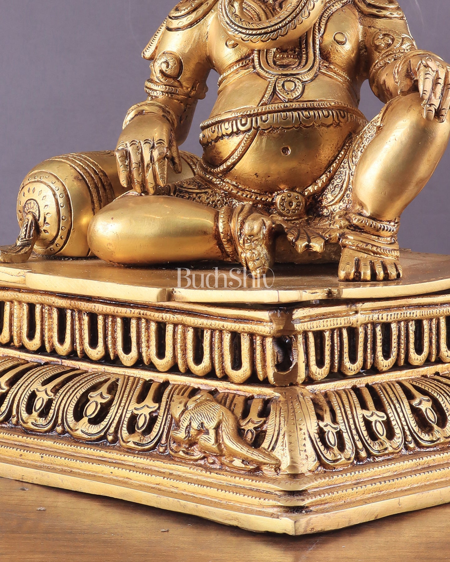 Pure Brass Resting Ganesha Statue 12"