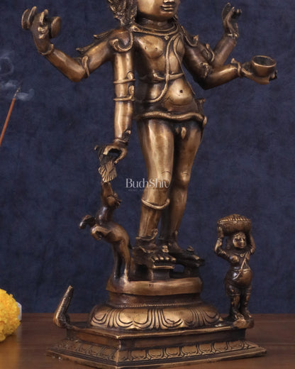 Brass Bhikshatana Kaal Bhairava Shiva Idol - 15" vintage