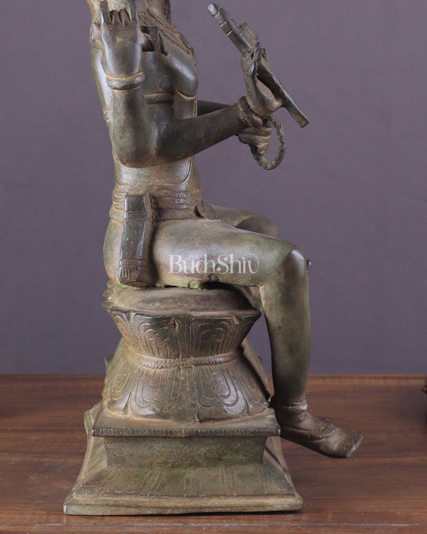 Vintage Brass Seated Lord Brahma Sculpture - 16 inch