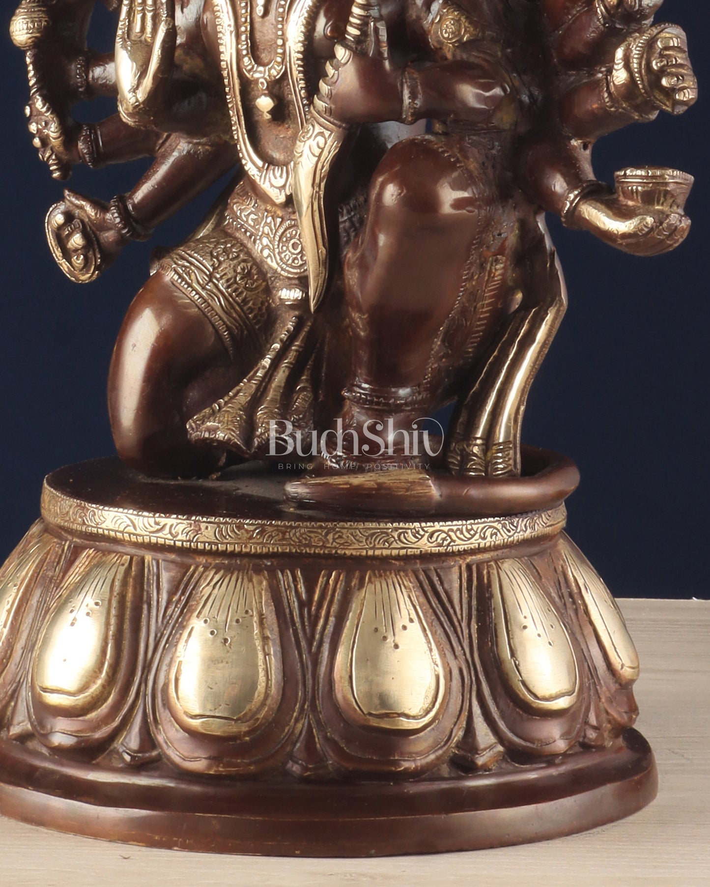 Handcrafted Brass Panchmukhi Hanuman Idol – Dual Tone Chola Finish, 13.5"