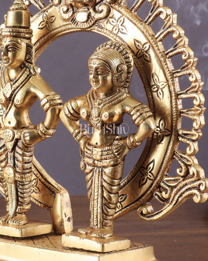 Pure Brass Superfine Vitthal Rukmani Idol with Prabhavali 8.5"