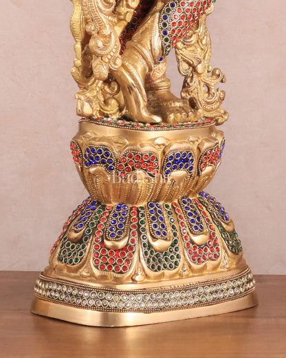 Brass Handcrafted Krishna Statue - 30" jewel work