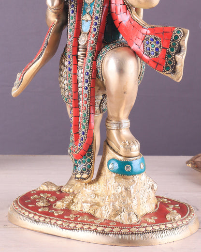 Pure Brass Sanjeevani Hanuman Idol – Large Size 15"