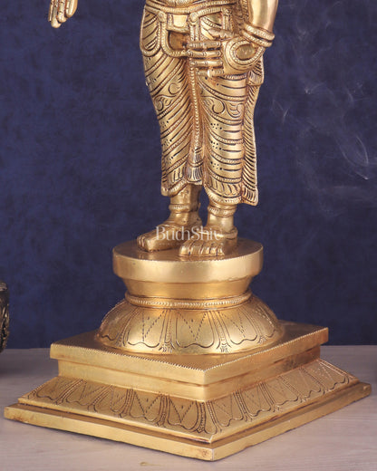 Pure Brass Large Tirupati Balaji Statue | Divine Lord Venkateshwara Idol 25"