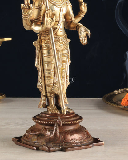 Pure Brass Murugan Swamy Statue - Unique Design 10.5"