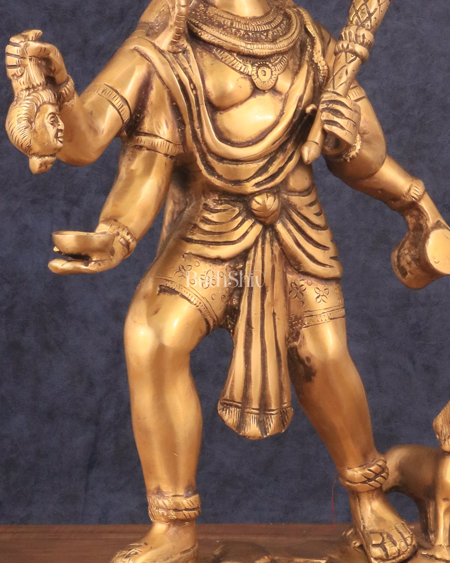 Pure Brass Large Kaal Bhairava Statue - 15"