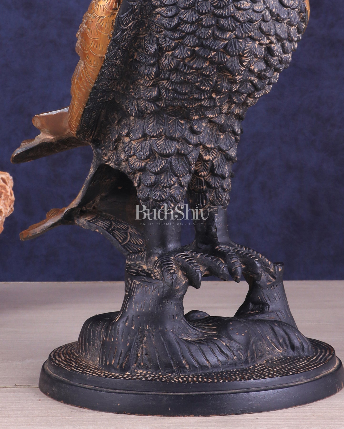 Pure Brass Eagle Statue in Antique Tone | Vastu & Feng Shui 13"