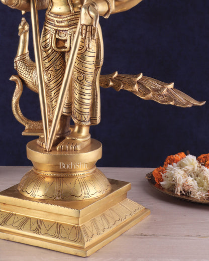 Pure Brass Lord Kartikeya Murugan Swamy Statue | large size Intricately Handcrafted Divine Idol 25"