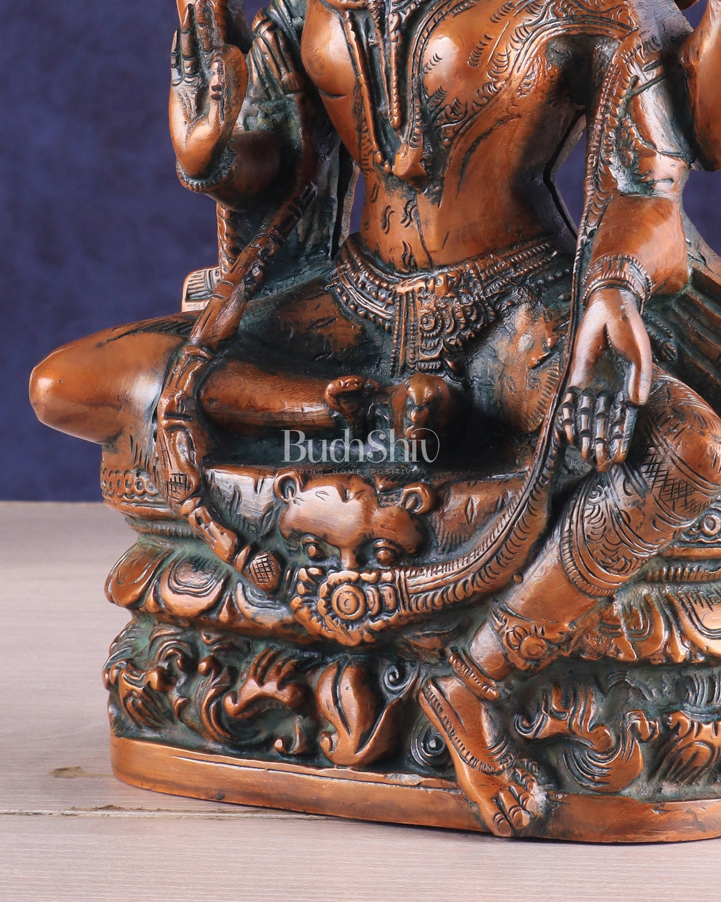 Brass Ardhanarishwara Statue - Lord Shiva and Goddess Parvati Sculpture - 9.5 inch Antique brown