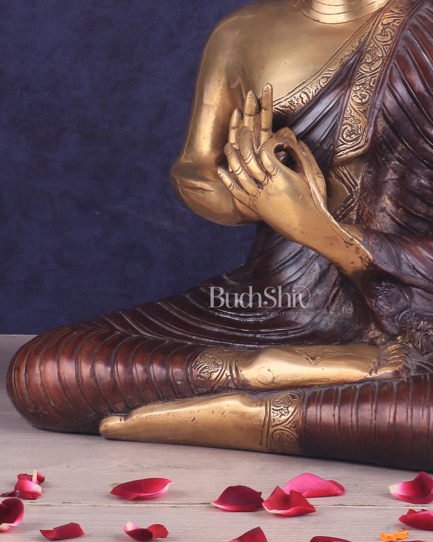 14-inch Pure Brass Buddha in dharmachakra mudra statue