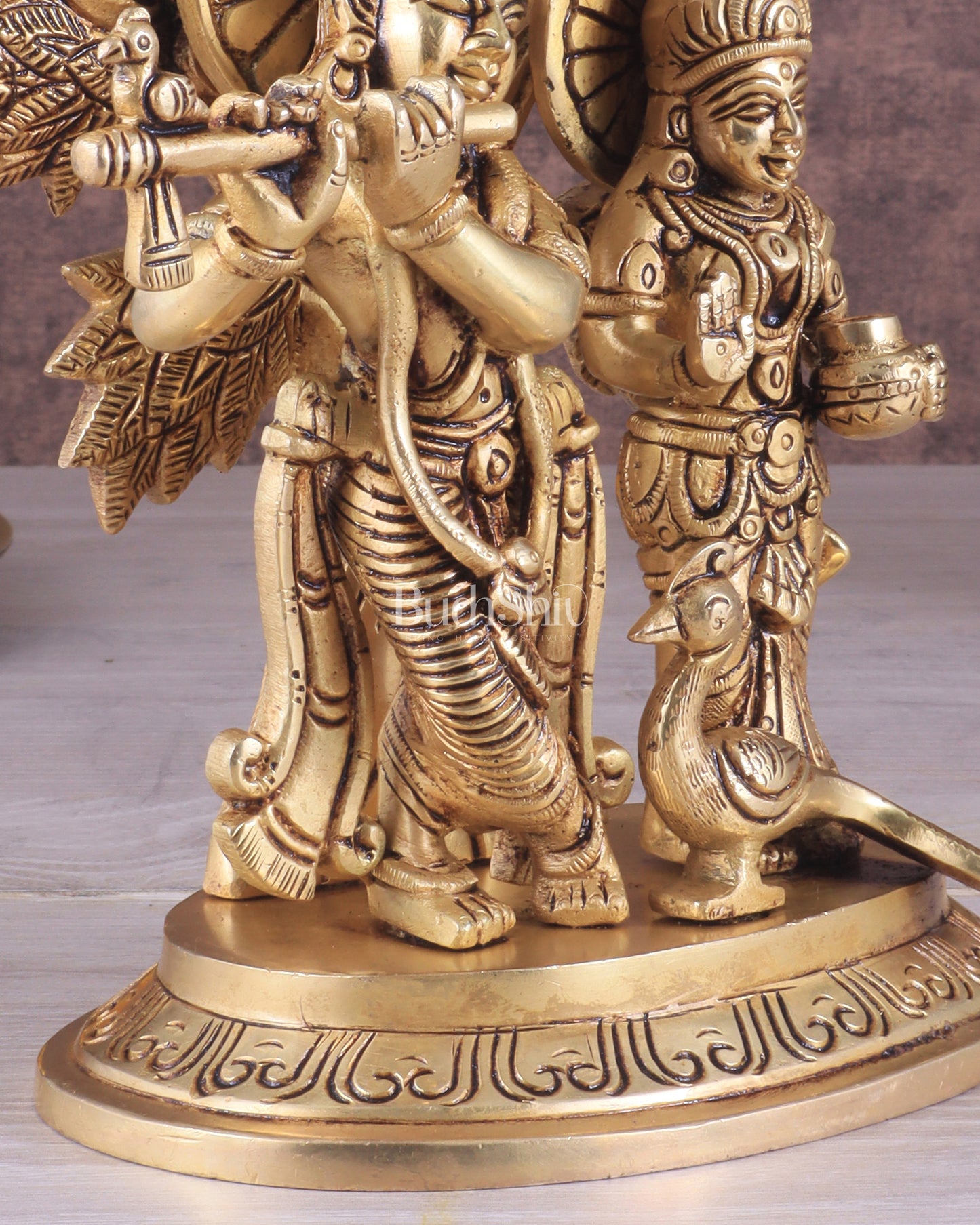 Pure Brass Superfine Radha Krishna Standing Under Kalpavriksha Statue