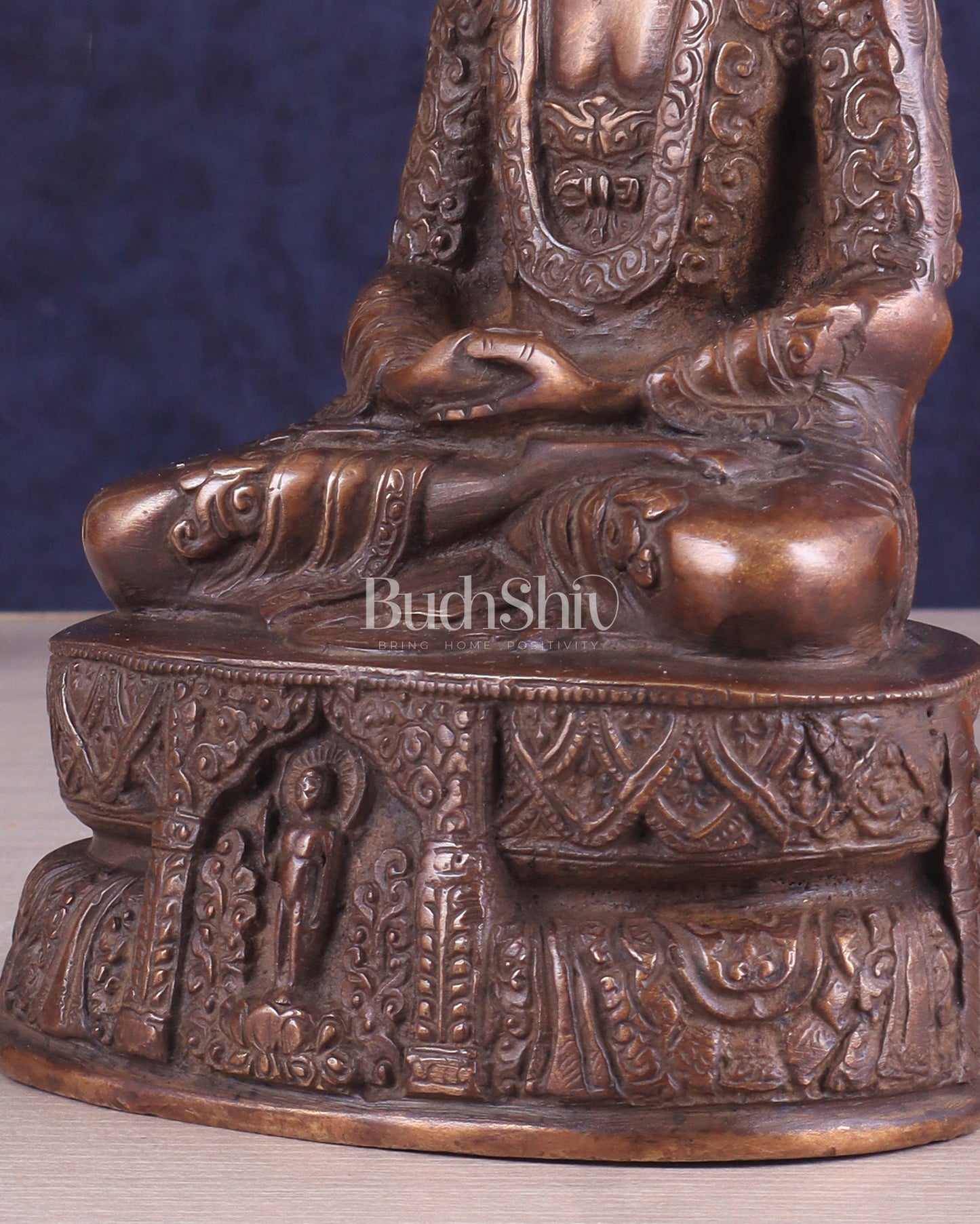 Unique Buddha in Deep Meditation Brass Statue | Intricate Craftsmanship 7"