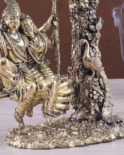 Unique Pure Brass Radha Krishna Intricate Superfine Swing 6"