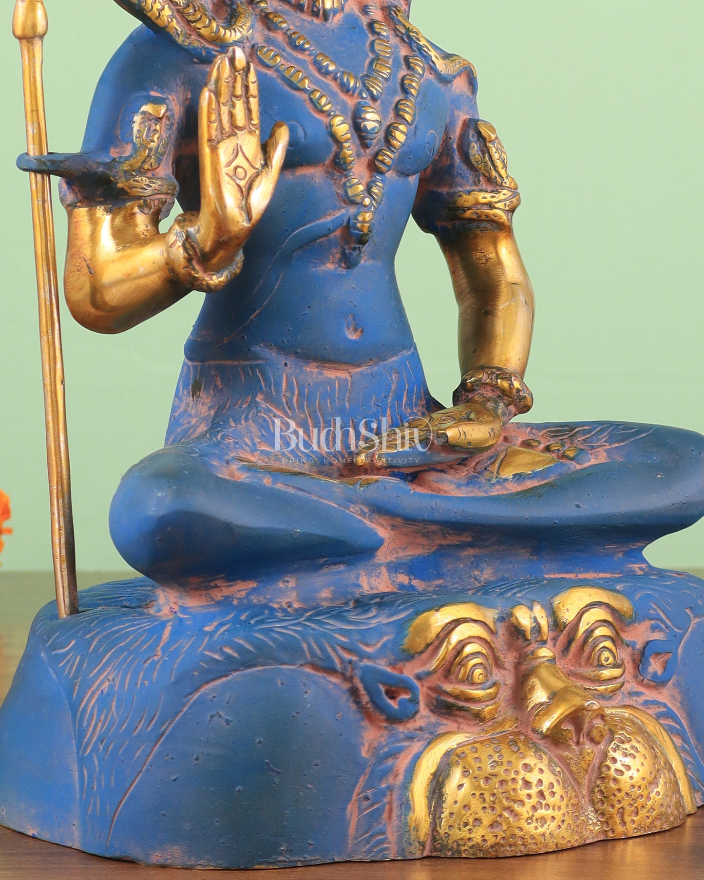 Brass Shiva Statue Duel tone blue sandfinish 13"