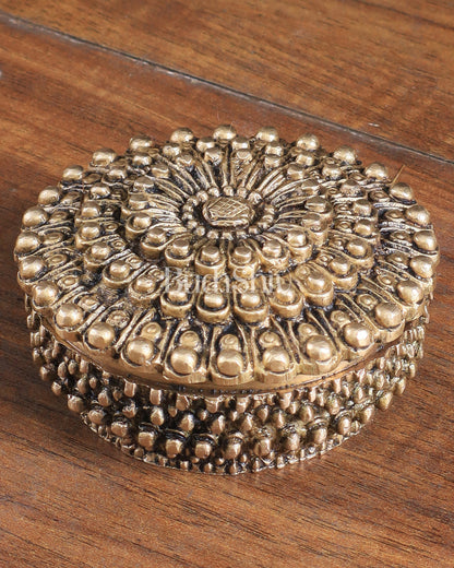 Pure Brass Mandala Design Kumkum Box / Multipurpose Box small