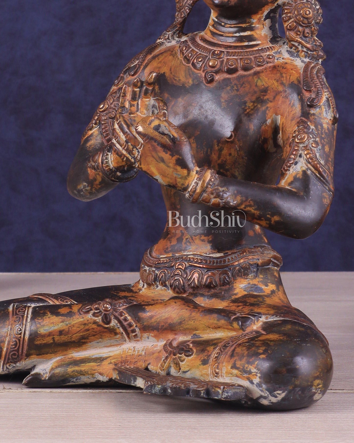 Vintage Brass Dharmachakra Buddha Statue | 10" Height