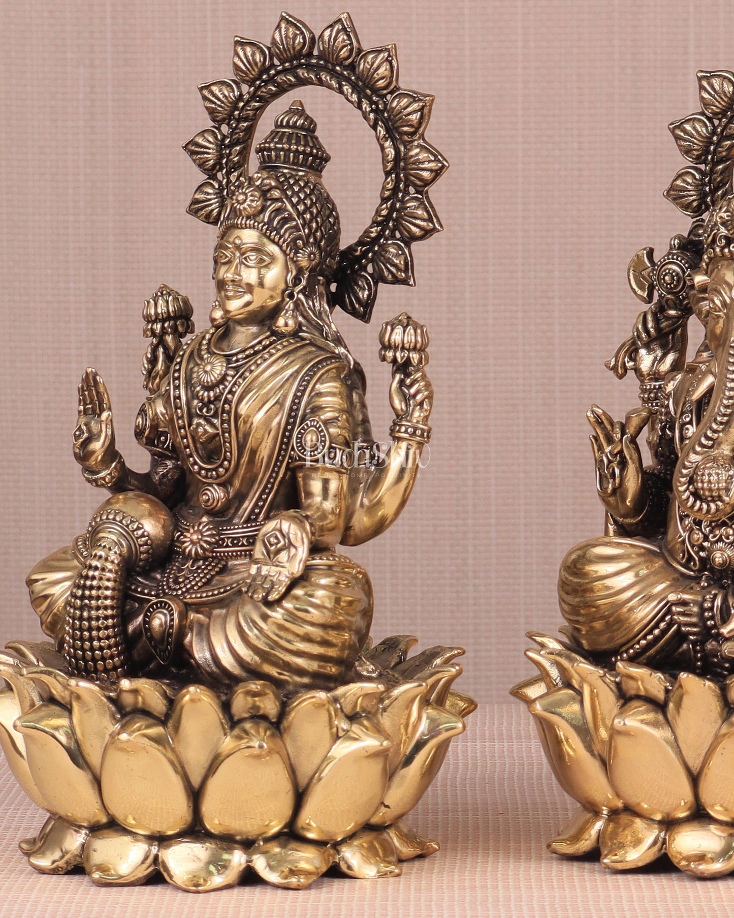 Ganesh Lakshmi Brass Superfine Idols - 8"